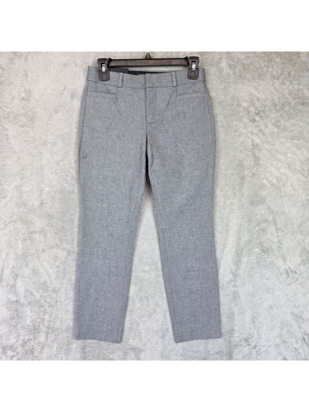 Banana Republic Sloan Dress Pants Womens 0P Gray Twill Slim Ankle Stretch Work